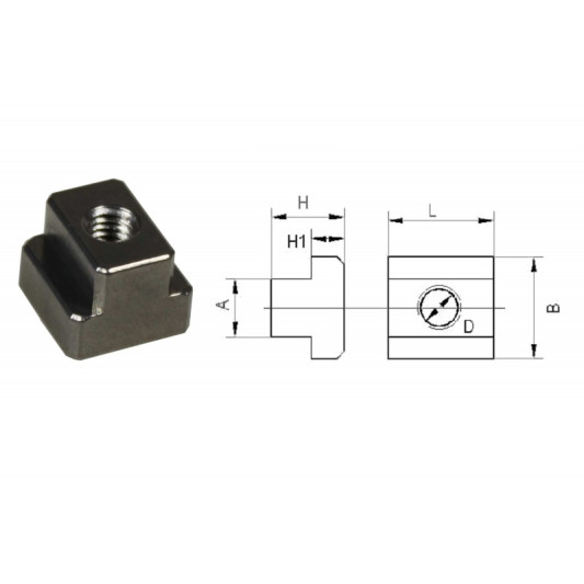 Aluminum T-slot nut with M12 thread for 14mm slots Aluminum T-slot nut with M12 thread for 14mm slots